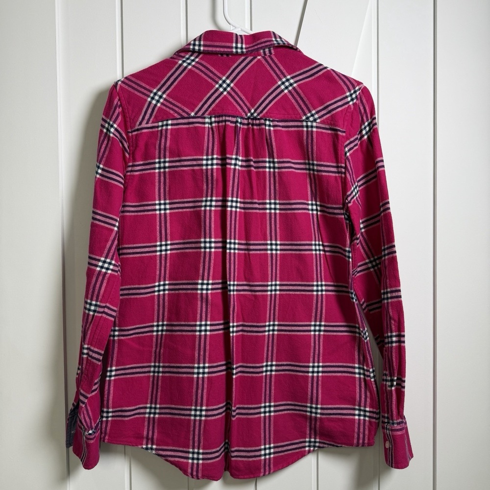 Lands' End plaid flannel shirt pink Women's Size XS 100% Cotton Preppy Normcore - Picture 5 of 7